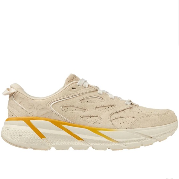 NWT Clifton L Suede Unisex NEW Leather Athletic Shoes tan shortbread beige gold - Picture 2 of 11